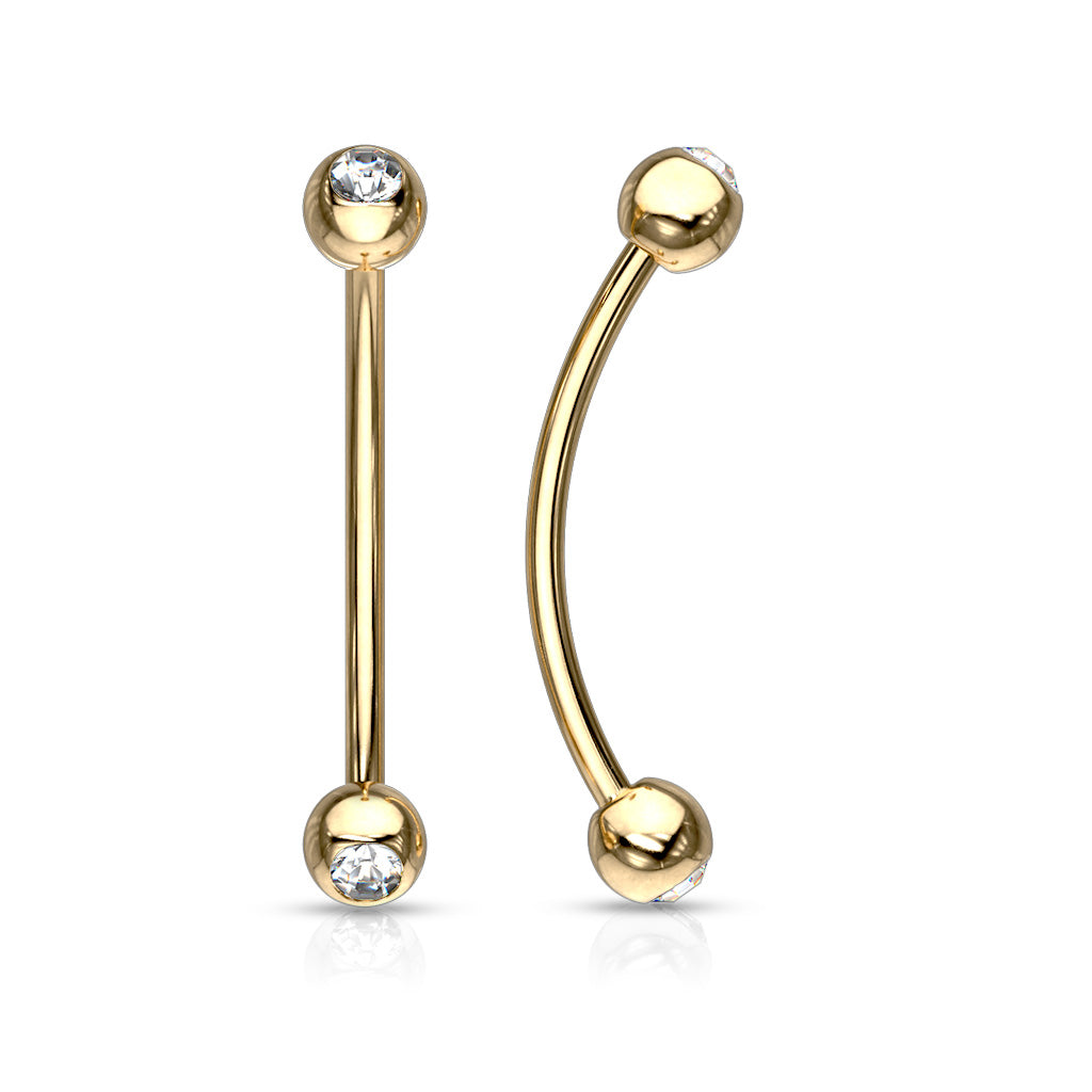 16G Surgical Steel Gemmed Ends for Snake Eye Piercings